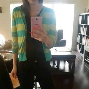 Green Striped Cardigan